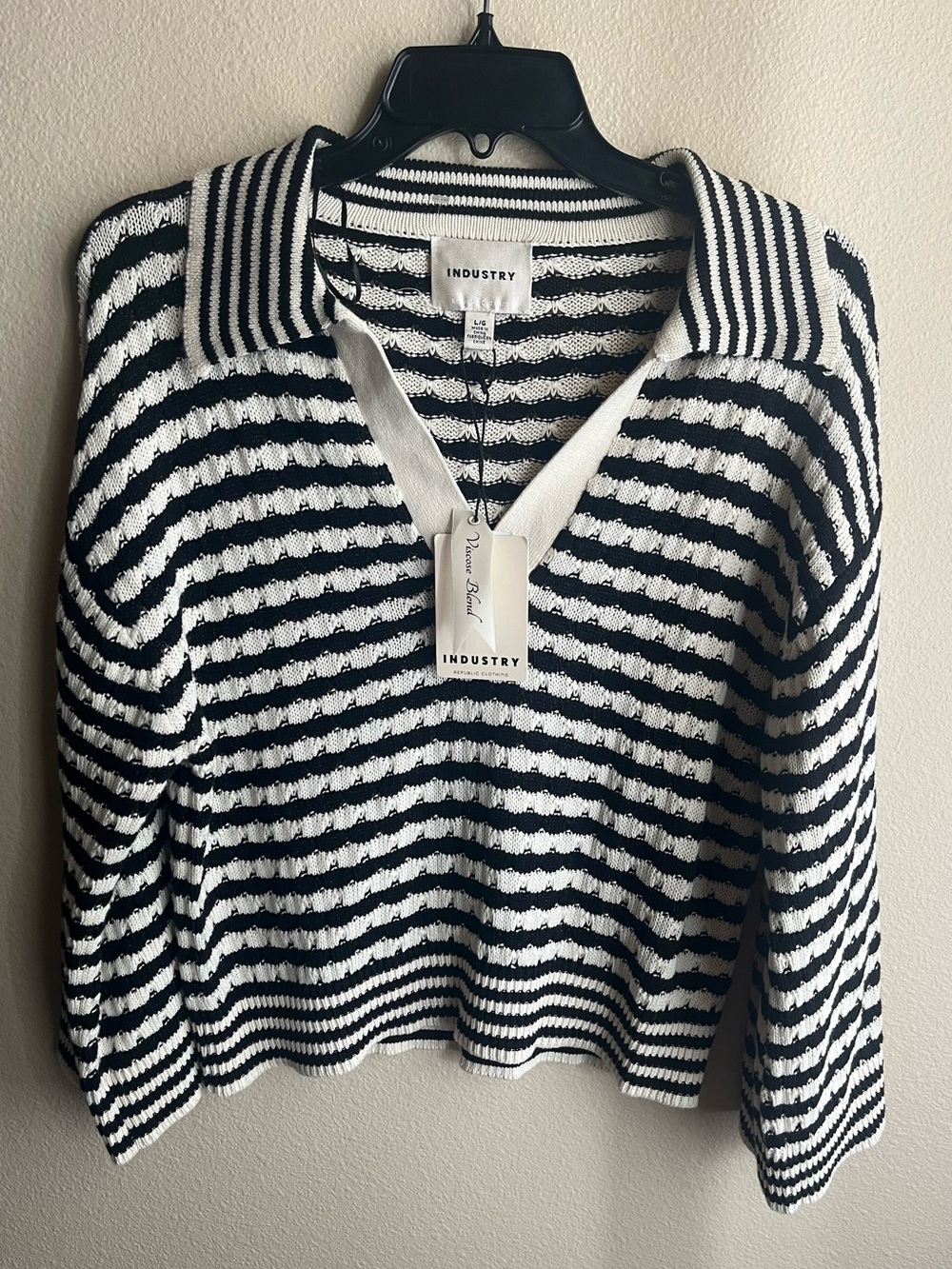 Black & White Striped Collared Sweater